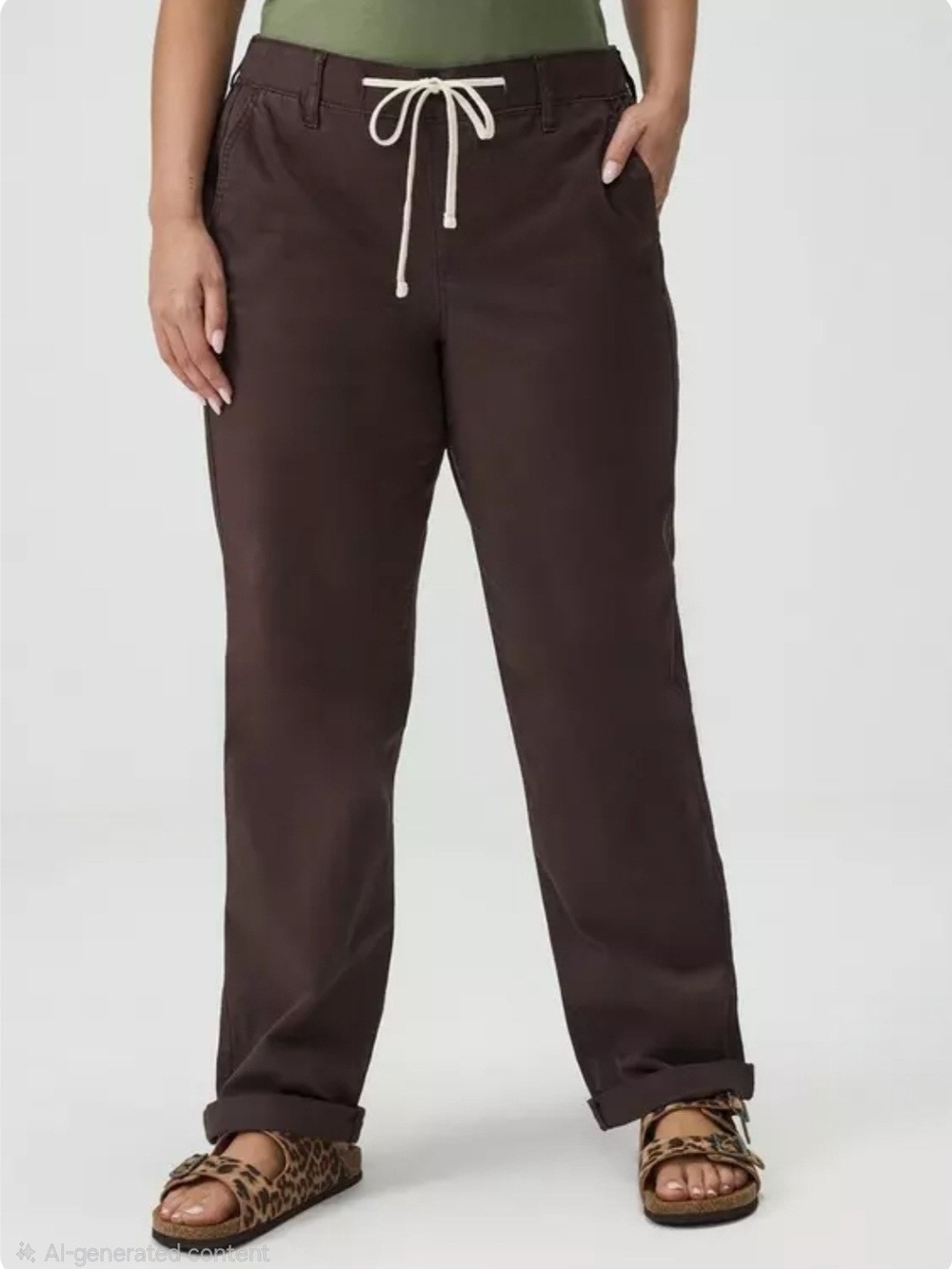 torrid Dark Brown Straight-Leg Drawstring Pants